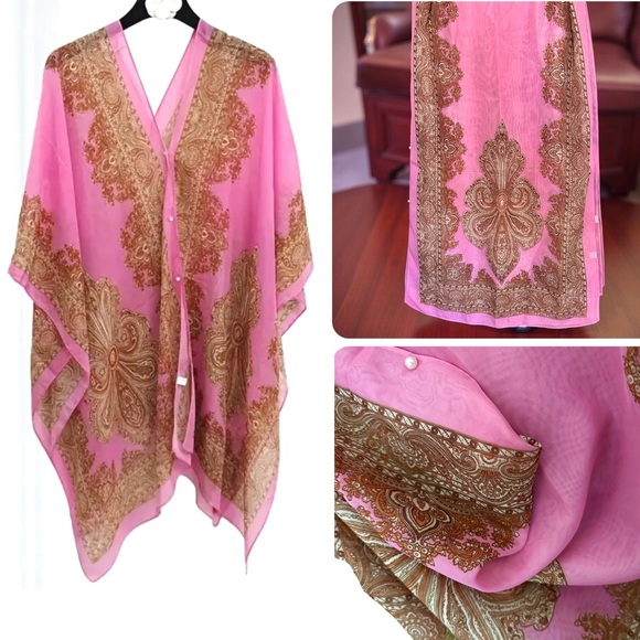 Lightweight Chiffon Peplum Shawl Scarf Jacquard Beach Cover-Up - Picture 1 of 10